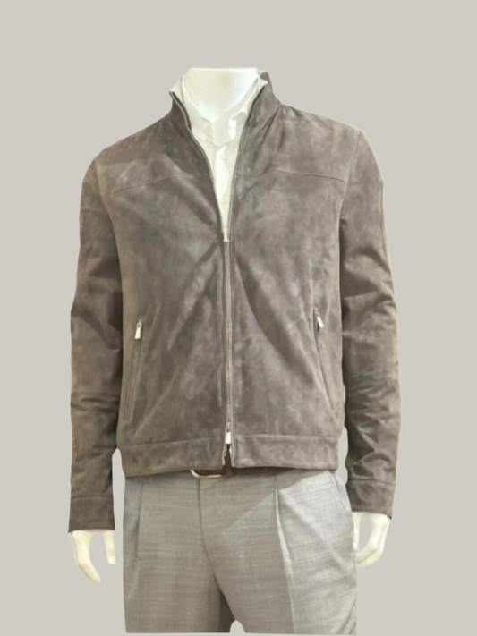 Men's Suede Taupe Bomber
